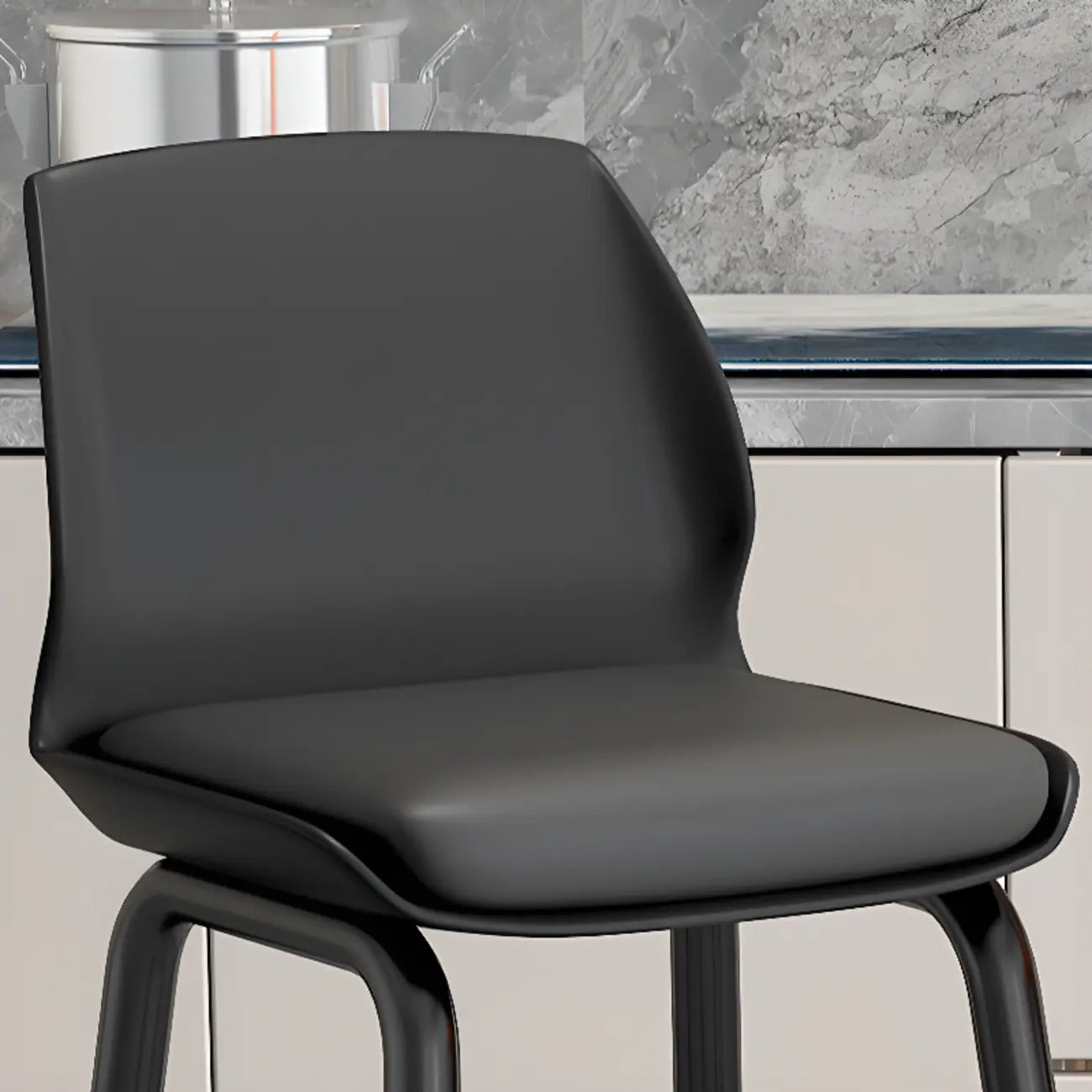 Stylish Rectangular Faux Leather Metal Cafe Bar Stools