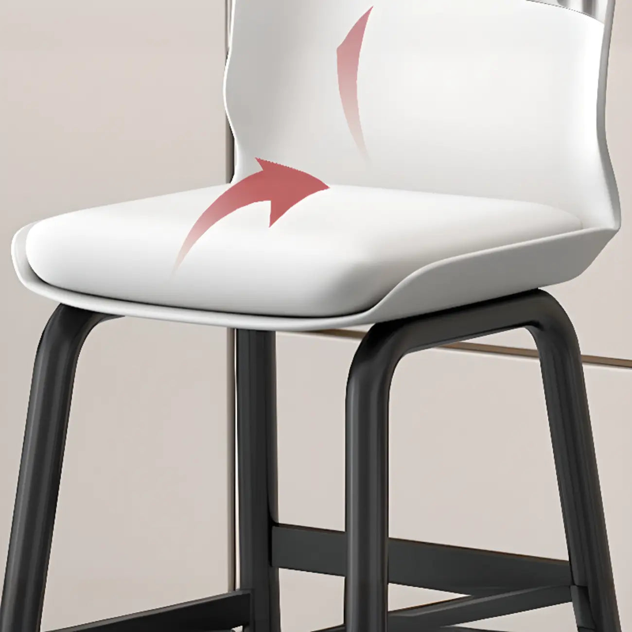 Stylish Rectangular Faux Leather Metal Cafe Bar Stools