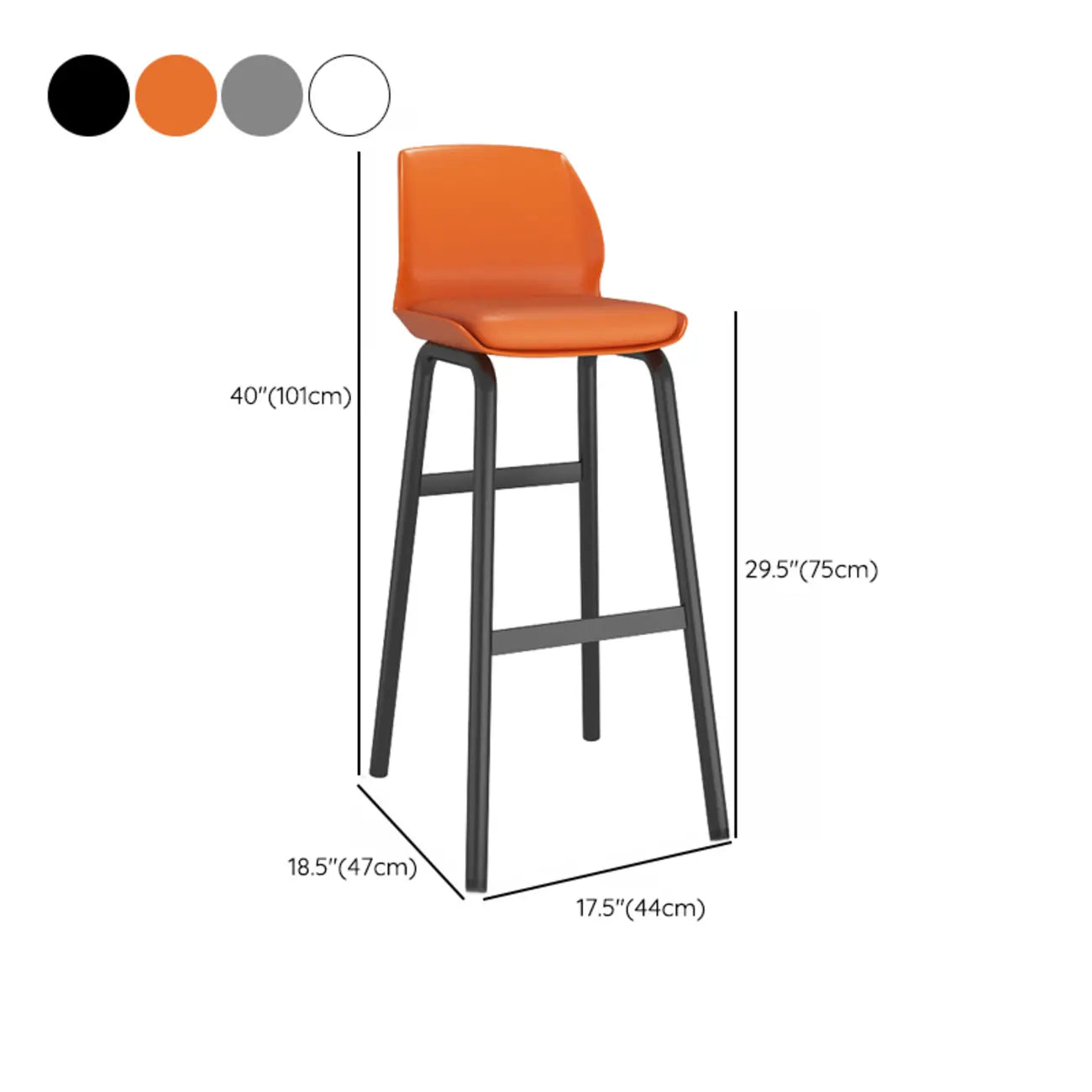 Stylish Rectangular Faux Leather Metal Cafe Bar Stools