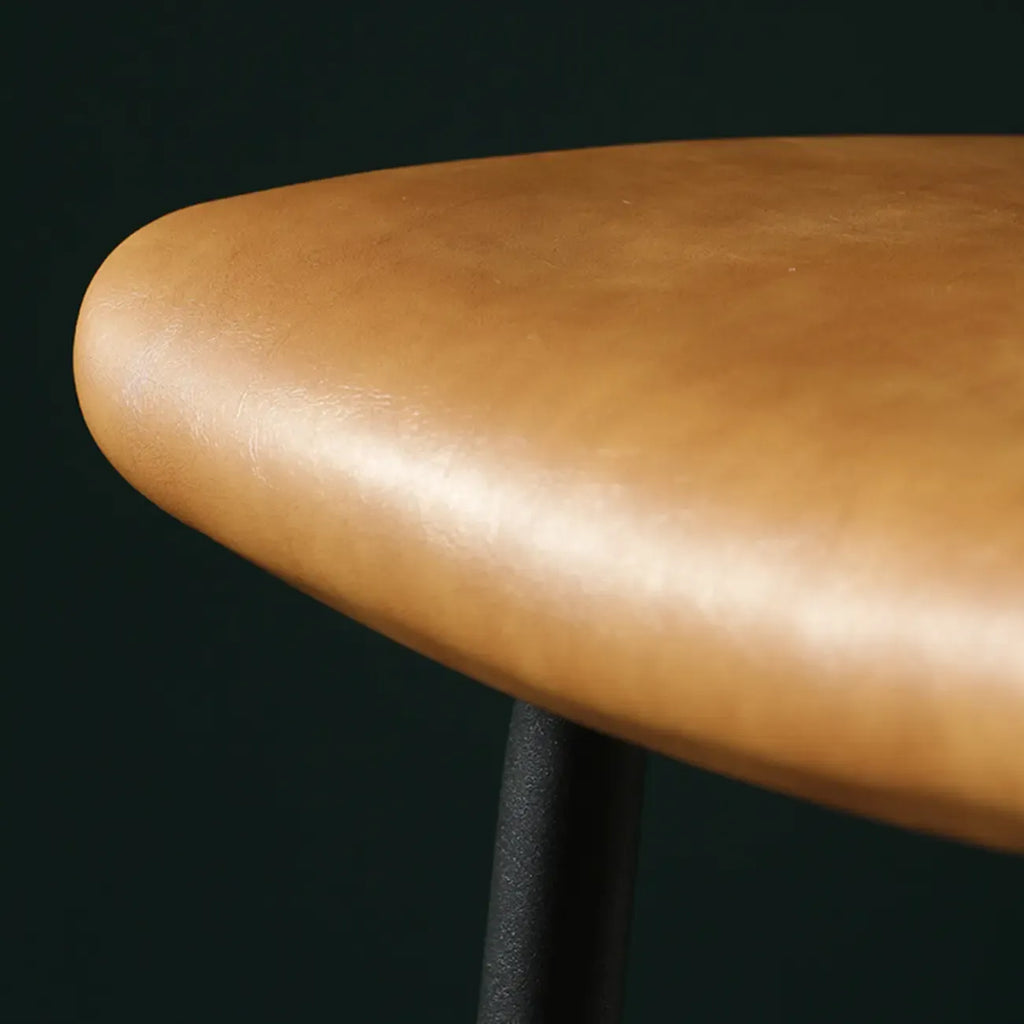 Industrial Metal Frame Leather Bar Stool with Footrest