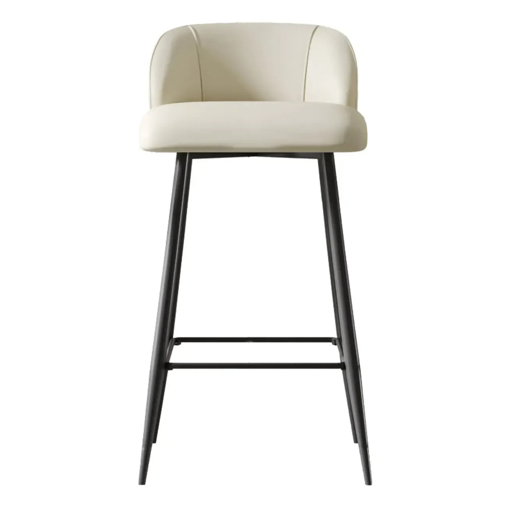 Orange Leather Footrest Low Back Upholstered Bar Stool