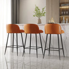 Orange Leather Footrest Low Back Upholstered Bar Stool