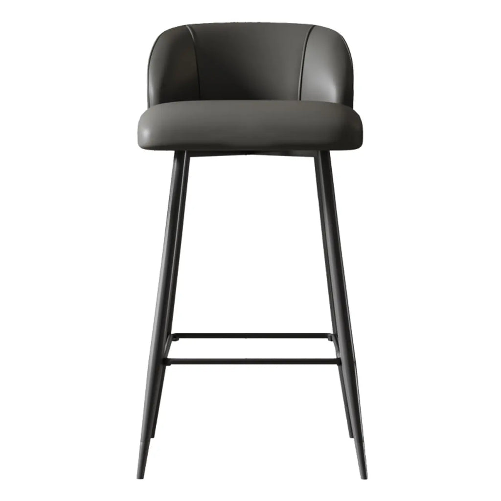 Orange Leather Footrest Low Back Upholstered Bar Stool