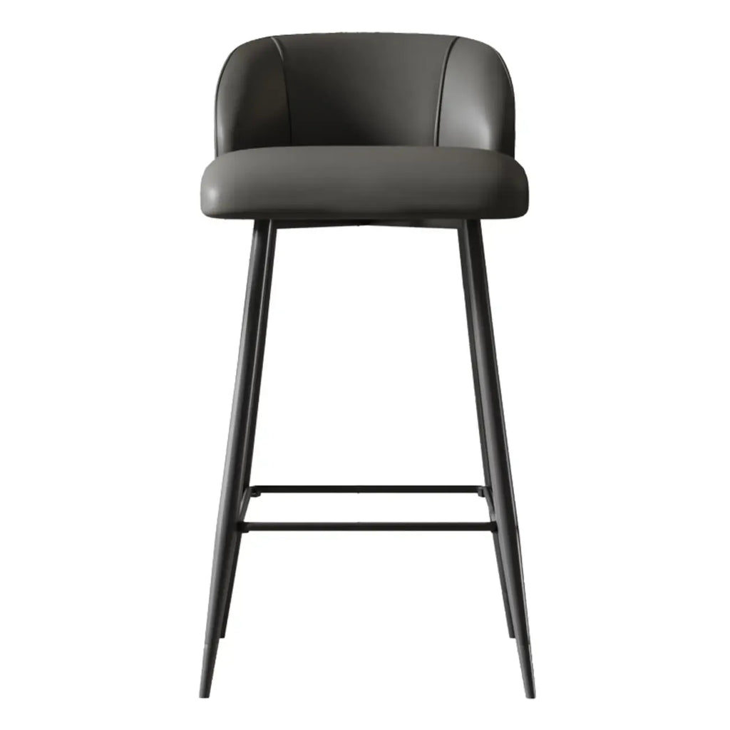 Orange Leather Footrest Low Back Upholstered Bar Stool