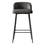 Orange Leather Footrest Low Back Upholstered Bar Stool