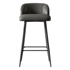 Orange Leather Footrest Low Back Upholstered Bar Stool