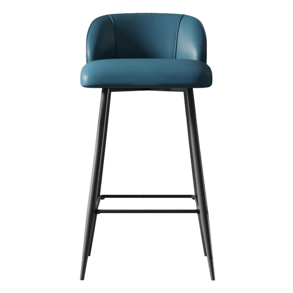 Orange Leather Footrest Low Back Upholstered Bar Stool