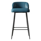 Orange Leather Footrest Low Back Upholstered Bar Stool