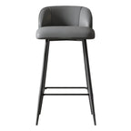 Orange Leather Footrest Low Back Upholstered Bar Stool