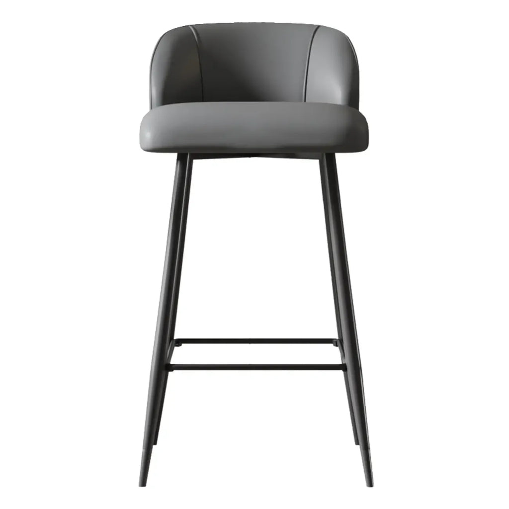Orange Leather Footrest Low Back Upholstered Bar Stool