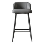 Orange Leather Footrest Low Back Upholstered Bar Stool