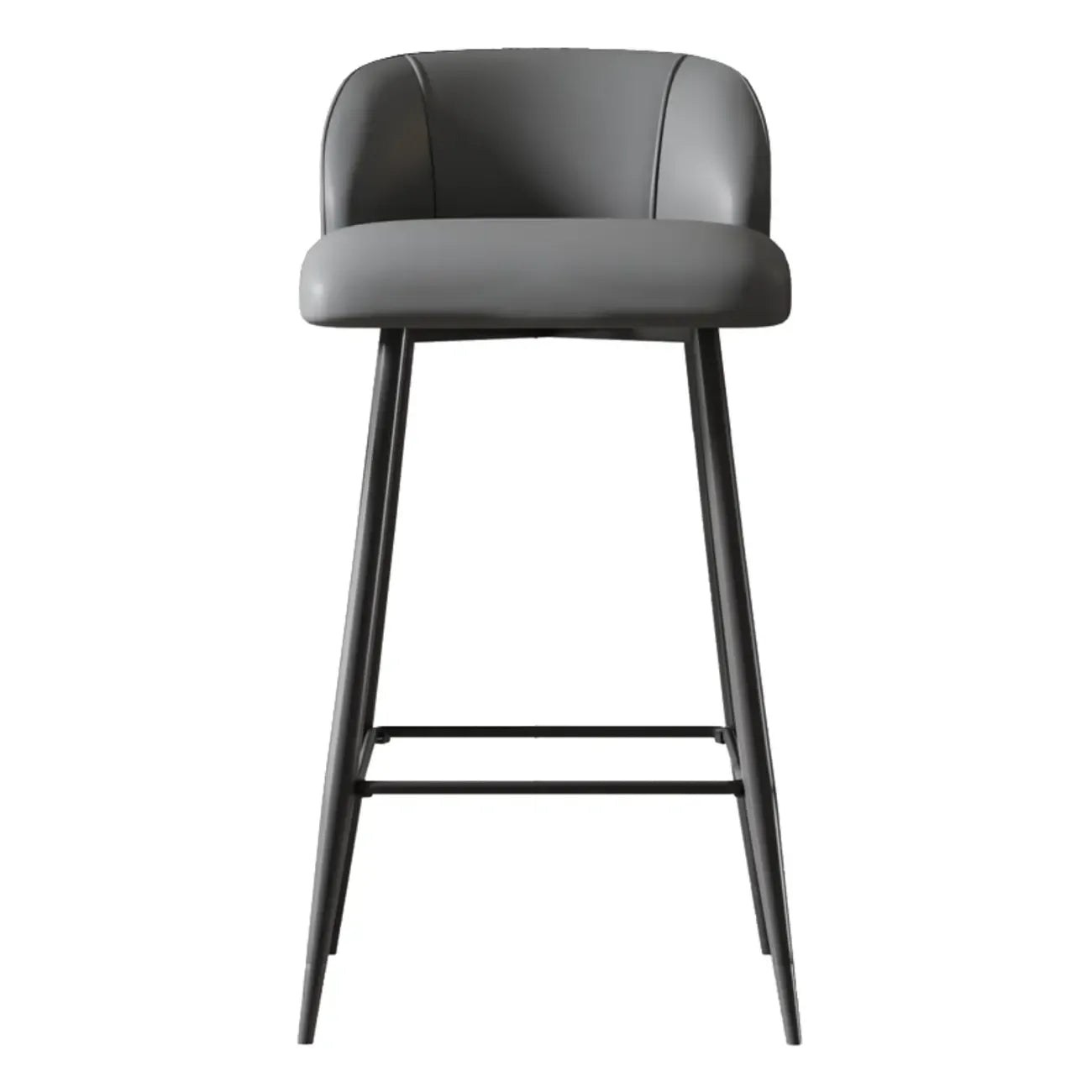 Orange Leather Footrest Low Back Upholstered Bar Stool