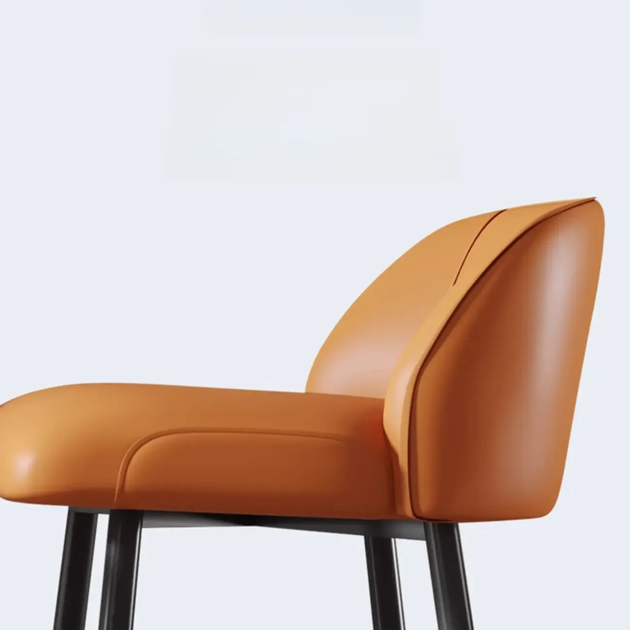 Orange Leather Footrest Low Back Upholstered Bar Stool