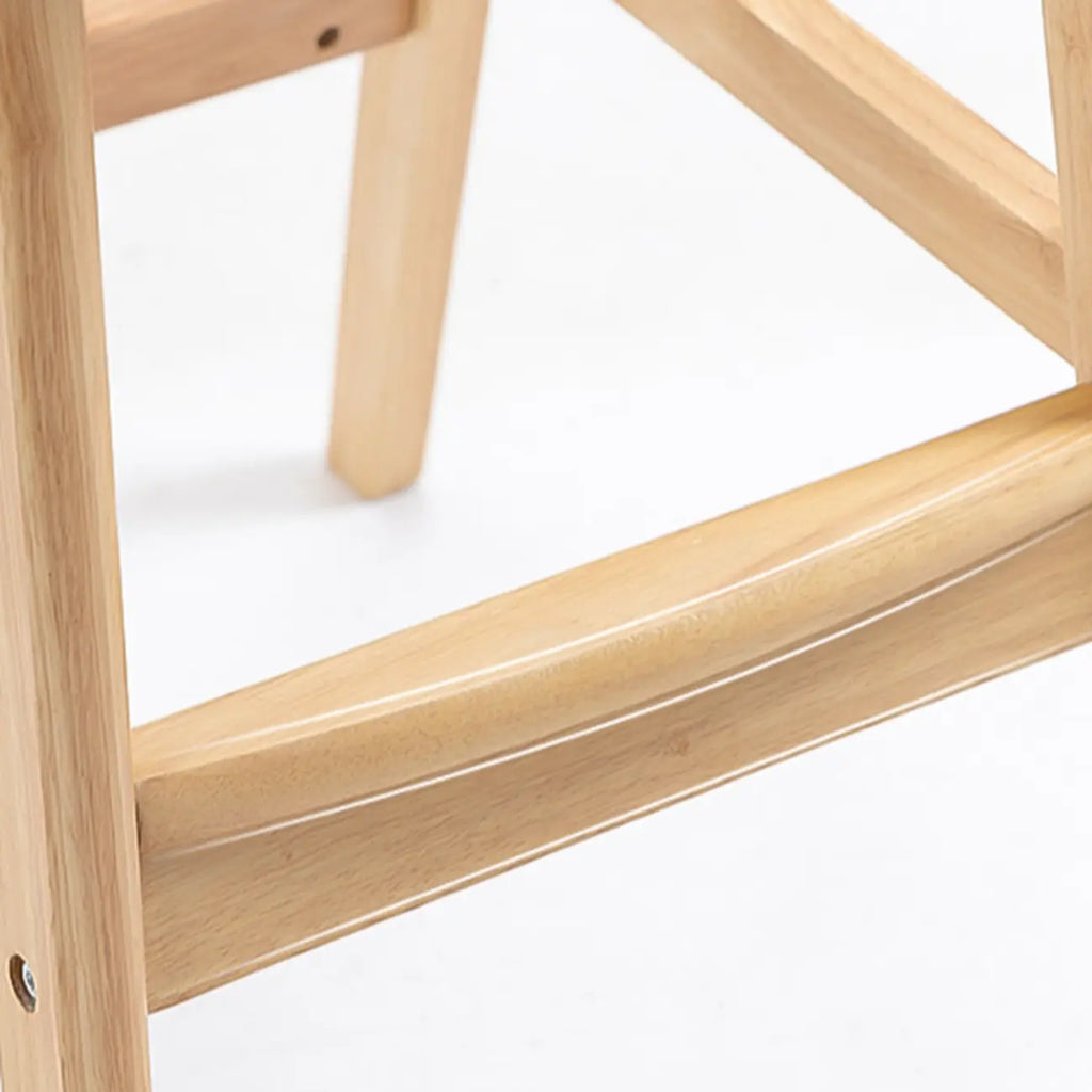 Scandinavian Wood Frame Leather Ergonomic Bucket Bar Stool