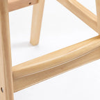 Scandinavian Wood Frame Leather Ergonomic Bucket Bar Stool