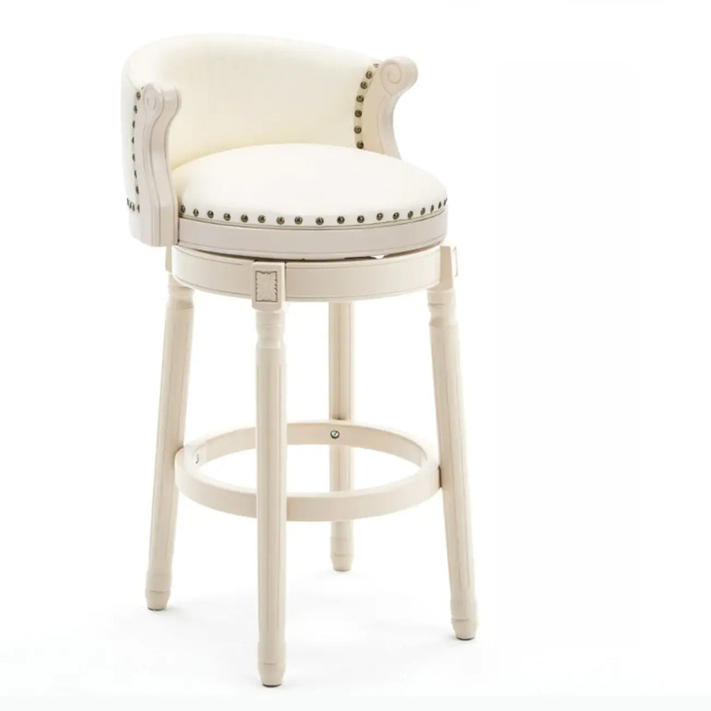 Solid Wood Leather Swivel Counter Stools with Backs