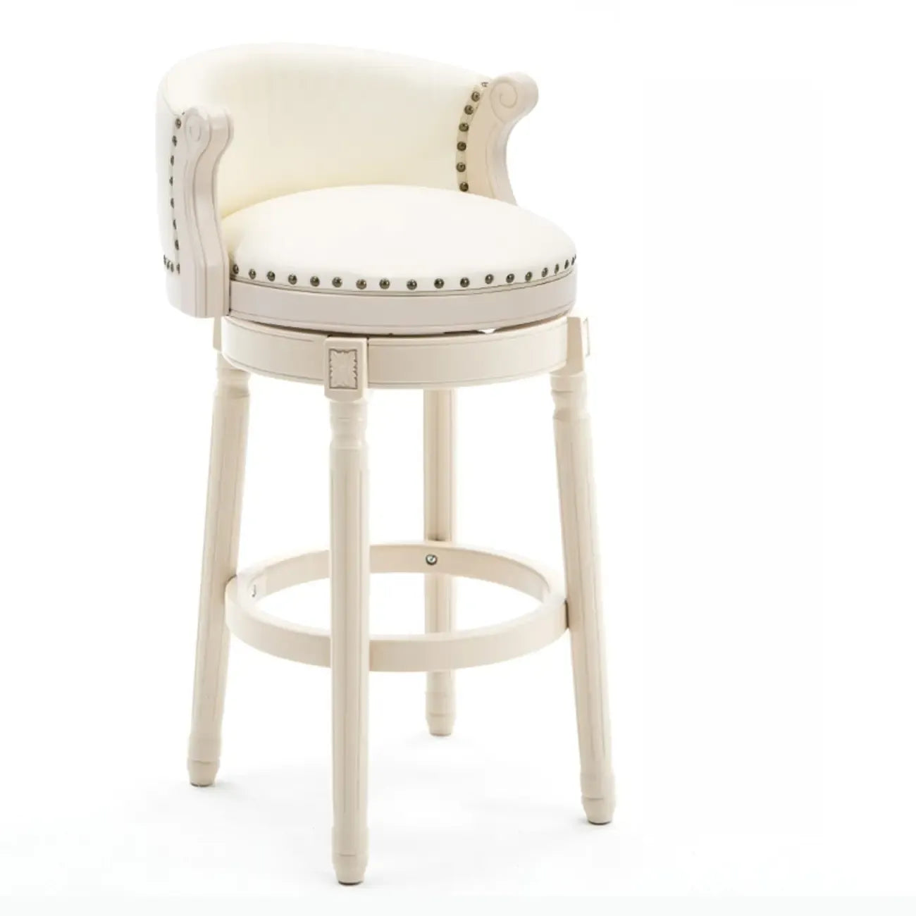 Solid Wood Leather Swivel Counter Stools with Backs
