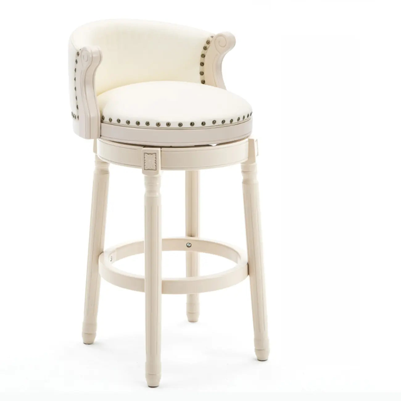 Solid Wood Leather Swivel Counter Stools with Backs
