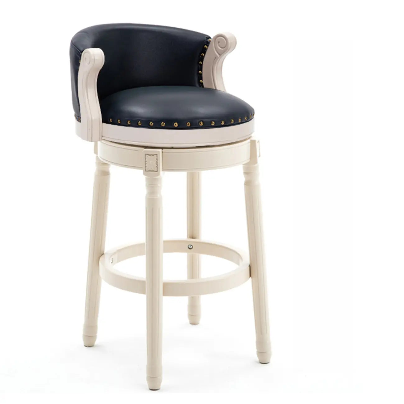 Solid Wood Leather Swivel Counter Stools with Backs