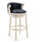 Solid Wood Leather Swivel Counter Stools with Backs