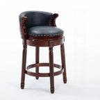 Solid Wood Leather Swivel Counter Stools with Backs