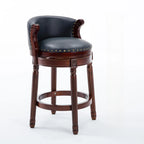Solid Wood Leather Swivel Counter Stools with Backs