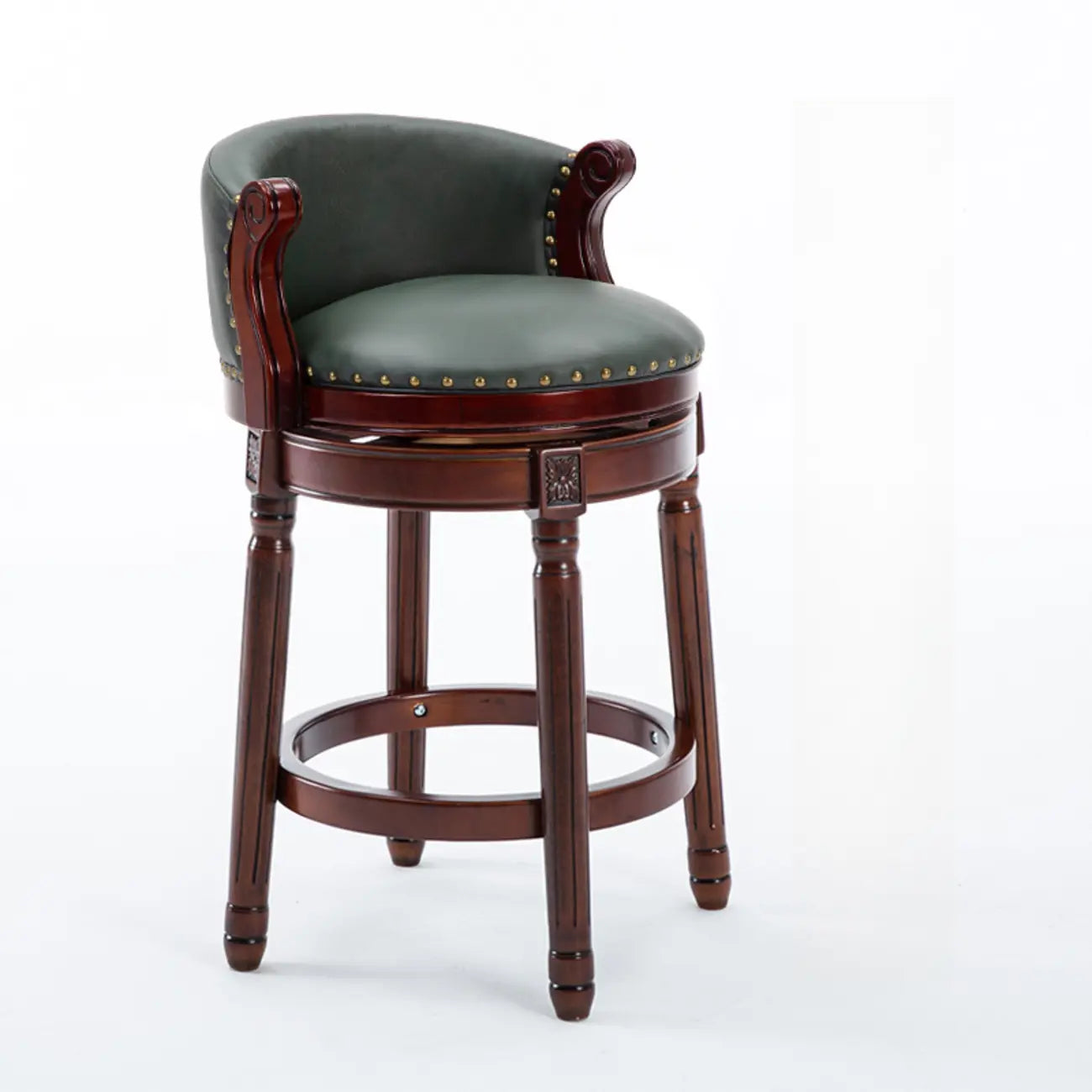 Solid Wood Leather Swivel Counter Stools with Backs