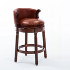 Solid Wood Leather Swivel Counter Stools with Backs