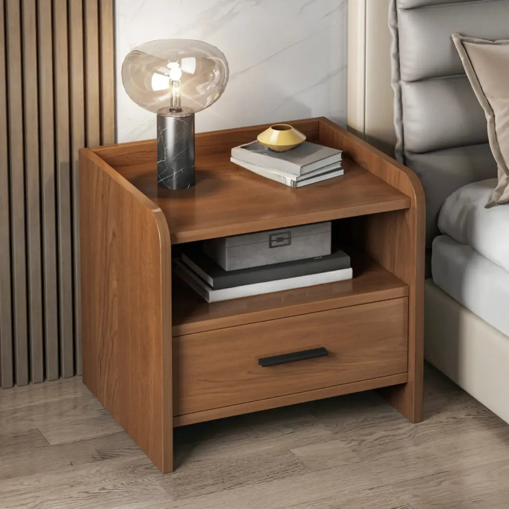 Modern Wooden Bedside Table with Storage Drawer