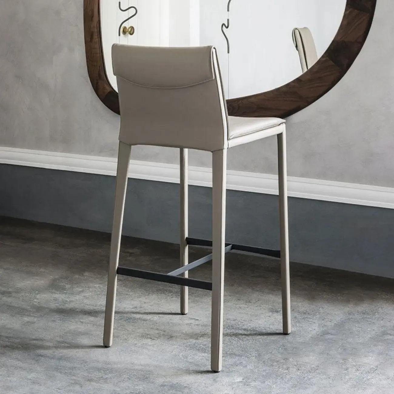 Modern 4-Leg Trestle Footrest Low Back Bar Stools