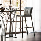 Modern 4-Leg Trestle Footrest Low Back Bar Stools