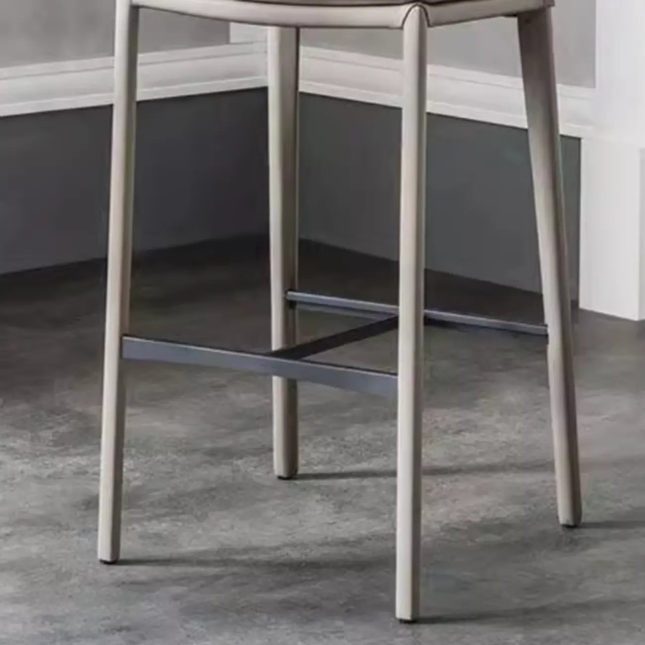 Modern 4-Leg Trestle Footrest Low Back Bar Stools