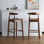 Rustic Wooden Saddle Open Curved Back Counter Bar Stools
