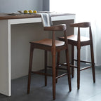 Rustic Wooden Saddle Open Curved Back Counter Bar Stools
