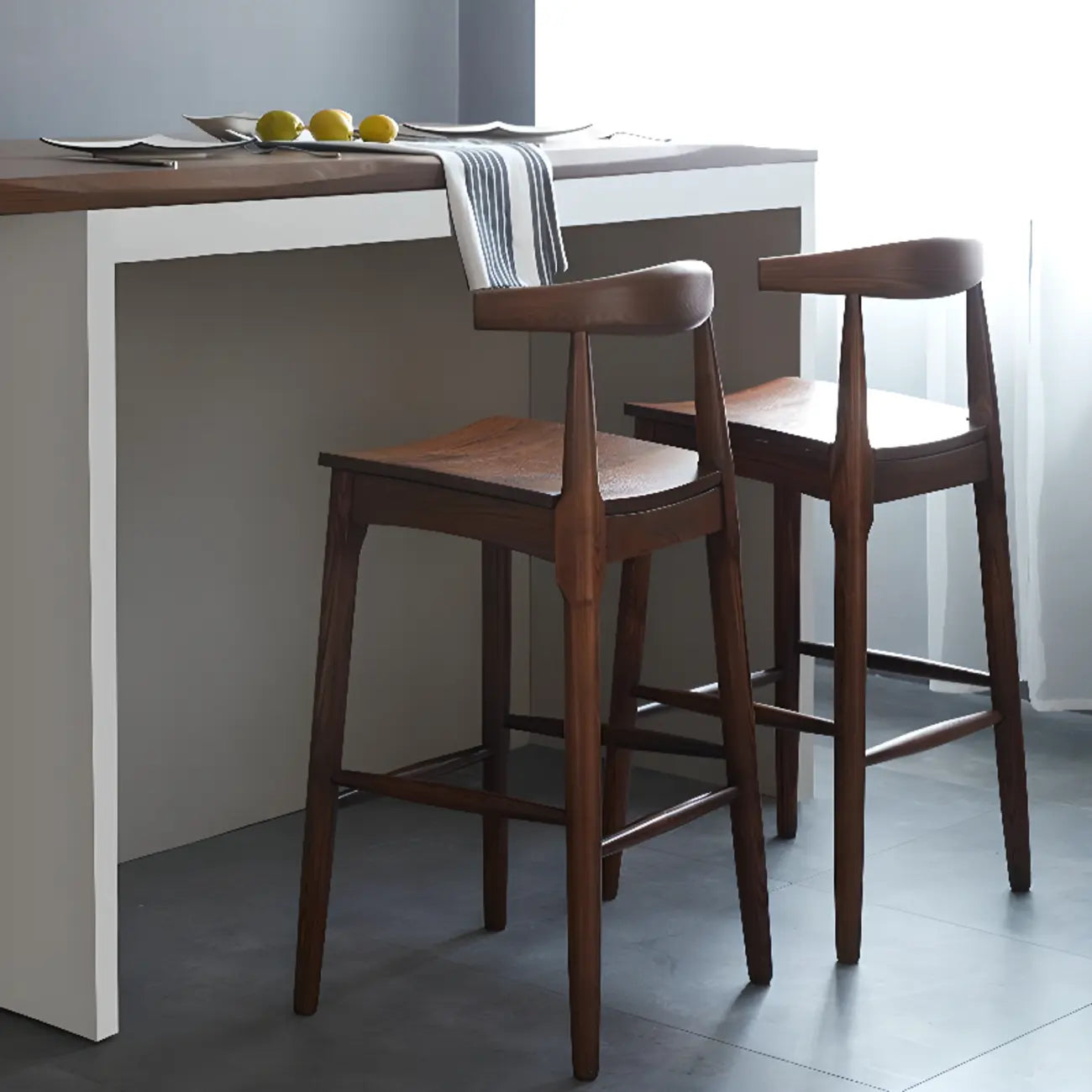 Rustic Wooden Saddle Open Curved Back Counter Bar Stools