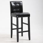 Traditional Wood Leather Upholstered Bar Height Stool
