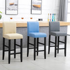 Traditional Wood Leather Upholstered Bar Height Stool