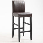 Traditional Wood Leather Upholstered Bar Height Stool