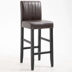 Traditional Wood Leather Upholstered Bar Height Stool