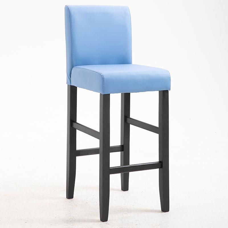 Traditional Wood Leather Upholstered Bar Height Stool