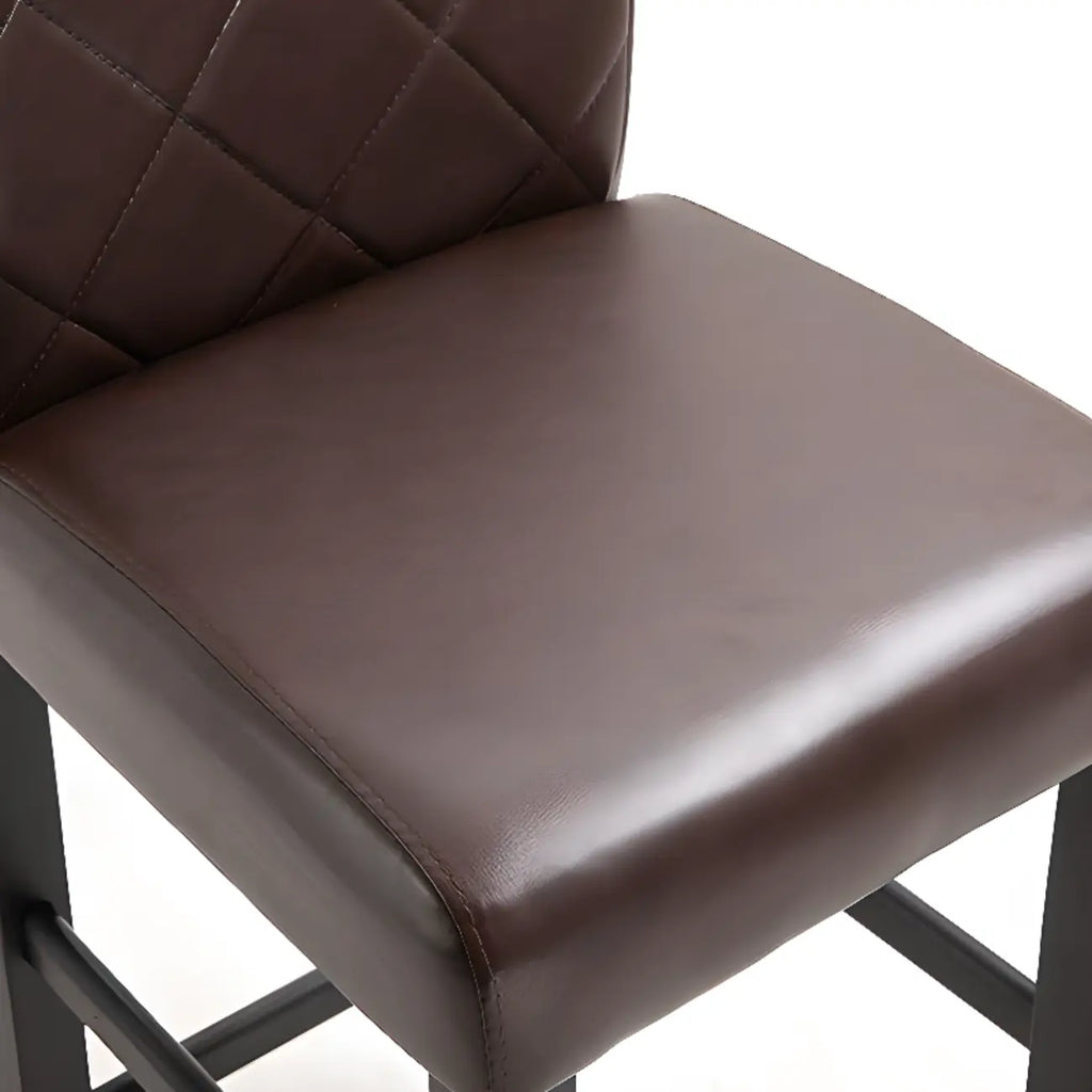 Traditional Wood Leather Upholstered Bar Height Stool