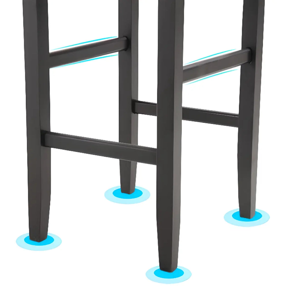 Traditional Wood Leather Upholstered Bar Height Stool