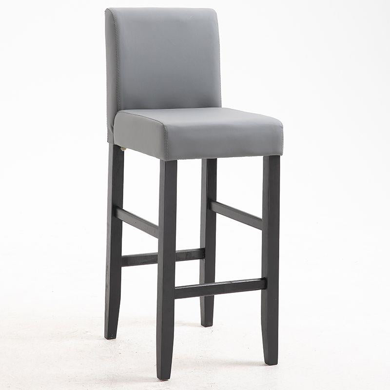 Traditional Wood Leather Upholstered Bar Height Stool