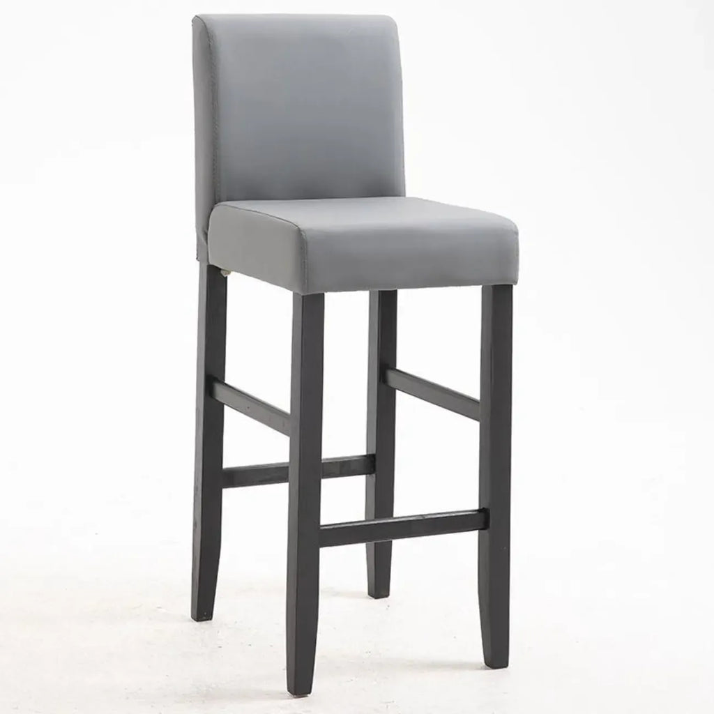 Traditional Wood Leather Upholstered Bar Height Stool