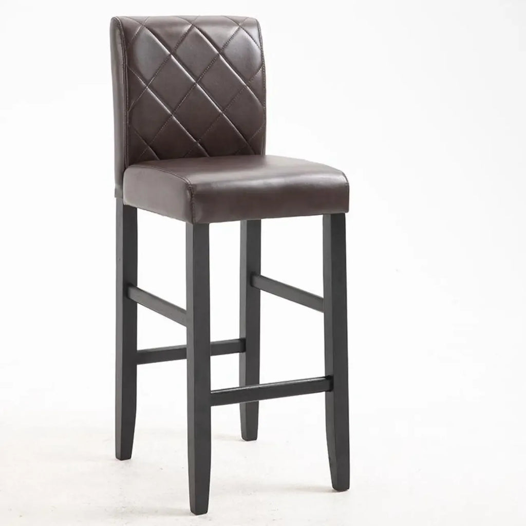 Traditional Wood Leather Upholstered Bar Height Stool