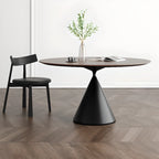 Modern Black Wood Pedestal Round Dining Table