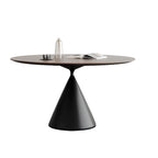 Modern Black Wood Pedestal Round Dining Table