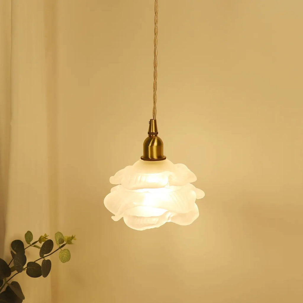Elegant Glass Flower Kitchen Pendant Lighting Height Adjustable