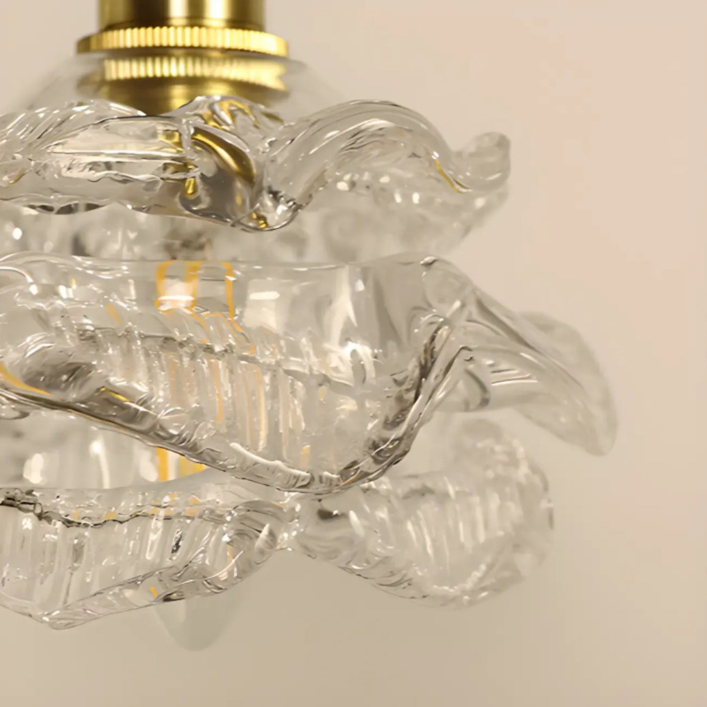 Elegant Glass Flower Kitchen Pendant Lighting Height Adjustable