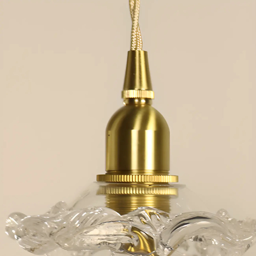 Elegant Glass Flower Kitchen Pendant Lighting Height Adjustable